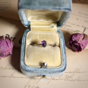 Dainty 14k Gold Silver Set Amethyst Ring